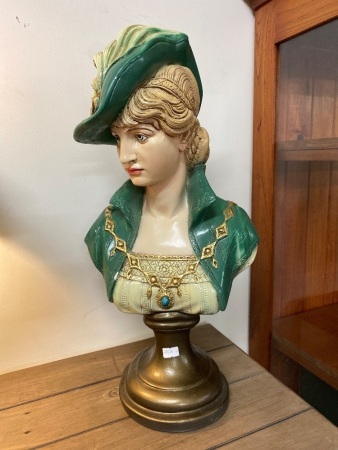 Antique Style Bust of French Lady in Hat