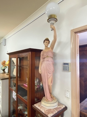 Ceramic Lady Statue Art Deco Style Light