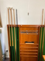 Pool Cue Rack with Cues and Pool Balls - 4