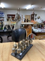 Metal and Wood Horse Candle Holder with Bells - 3