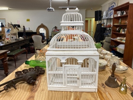 White Wooden Ornamental Birdcage