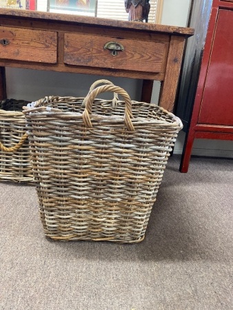 Large Heavy Cane Baskets with Handles