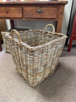 Large Heavy Cane Baskets with Handles - 2