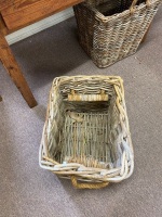 Large Heavy Cane Basket with Rope Handles - 3