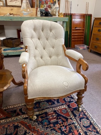 Antique Occasional Arm Chair with Porcelain Castors