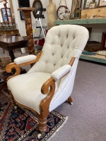 Antique Occasional Arm Chair with Porcelain Castors - 2