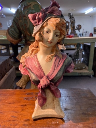 Vintage Female Plaster Bust