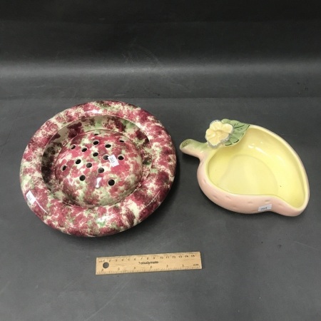 Vintage Australian Pottery Float Bowl + Kalmar Strawberry Lustre Bowl