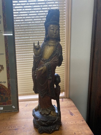 Chinese Carved Wood Guanyin Figure