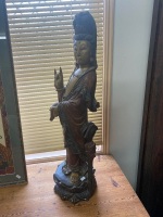 Chinese Carved Wood Guanyin Figure - 4