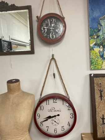 Two Modern Metal Wall Clocks