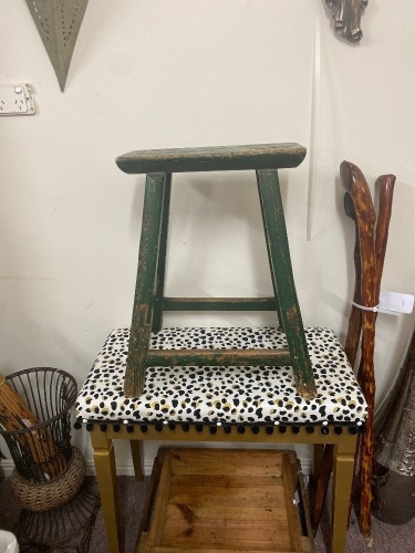 Antique farmhouse stool green