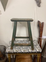 Antique farmhouse stool green - 2