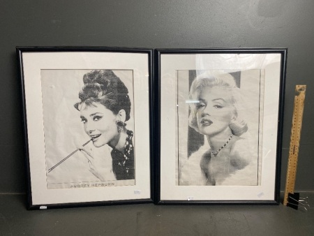 Black and White Prints of Marilyn Monroe and Audrey Hepburn