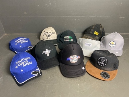 Selection of 10 Different Branded Caps