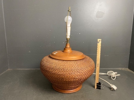 Mid-Century Cane Woven Lamp