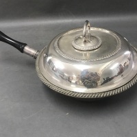 Antique Silver Plate Warmer & Serving Dish with Removable Ebony Handle & Hot Water Jacket - As Is - 4