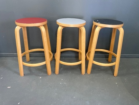 3 x Artek Alvar Aalto Stools