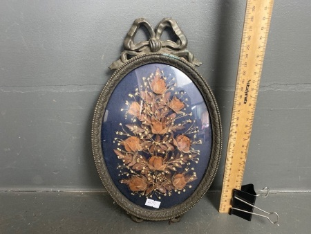 Brass Picture Frame with Dried Flowers from 1974