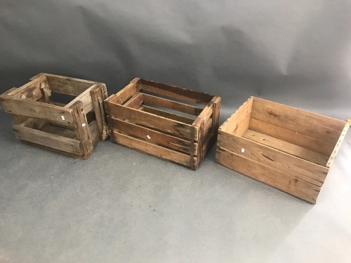 3 Vintage Wooden Crates