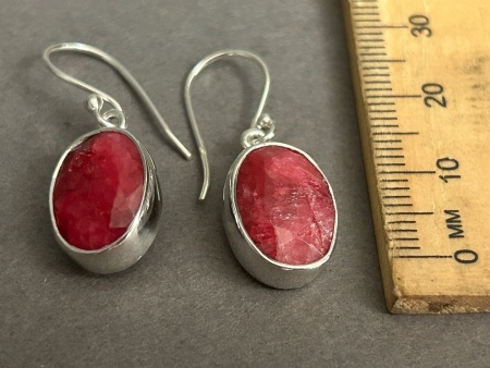 Pair of RUBY Gemstone and Sterling Silver Earrings 