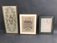 3 Framed Cross Stitch / Embroideries