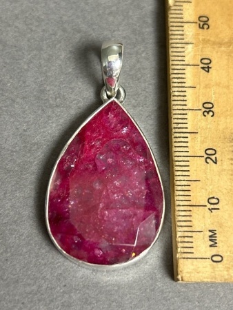 RUBY Gemstone and Sterling Silver Pendant 