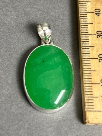 BURMA JADE Gemstone and Sterling Silver Pendant 