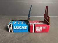 2 x Unused box of 10 Spark Plugs C. 1970 Lucas & Hitachi - 2