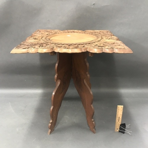 Carved Indian Sandalwood Side Table / Plant Stand