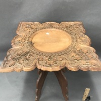 Carved Indian Sandalwood Side Table / Plant Stand - 2