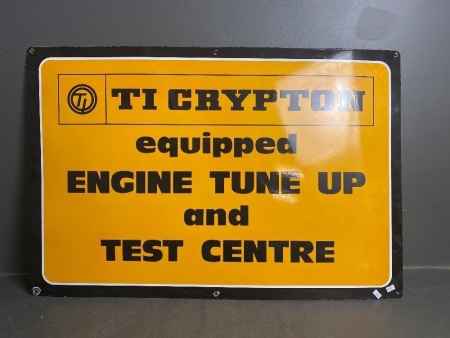 Crypton Engine Tune Up Enamel Sign C.1969