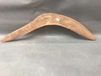 Vintage Aboriginal Boomerang Hand Etched with 3 Emus - 2