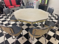 Laminex Topped Chrome Legged Hexagonal Table with 6 Chairs - 3