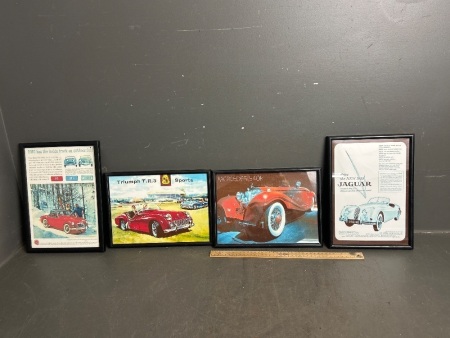 4x Framed Motoring Advertising Prints