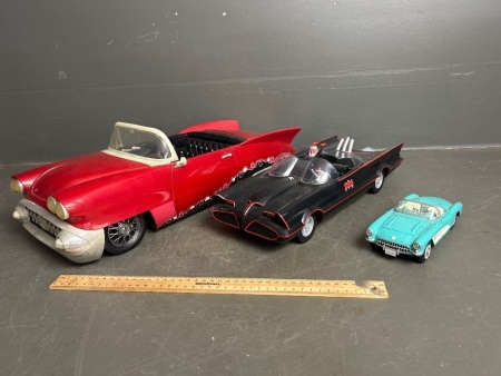 2 Large Plastic Model Cars + 1 Diecast Metal Model MG