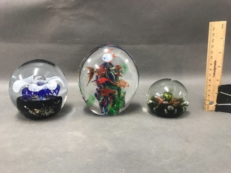 Collection of 3 Glass Paperweights