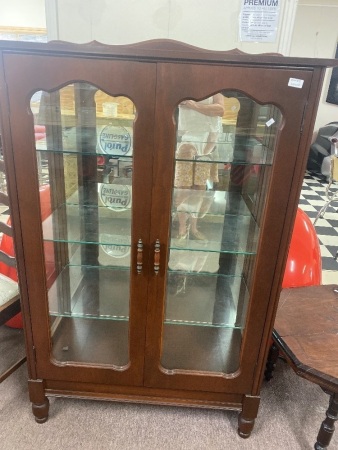 3 Glass Shelf Mirrored Back Display Cabinet