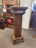 Inlayed Pedestal Ormolu with Marble Top