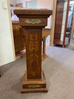 Inlayed Pedestal Ormolu with Marble Top - 2