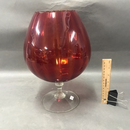 Vintage Large Red Glass Brandy Balloon