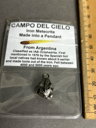 CAMPO DEL CIELO Iron Meteorite made into a wearable pendant