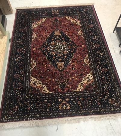 Vintage Machine Woven Turkish Wool Rug