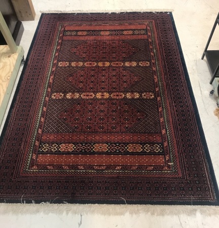 Vintage Machine Woven Turkish Wool Rug