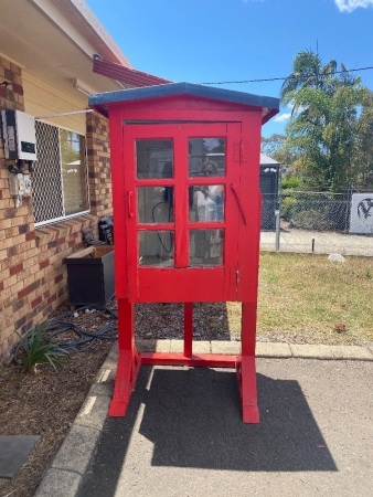 Half Door Original Red Pay Phone Box with Phone - for restoration