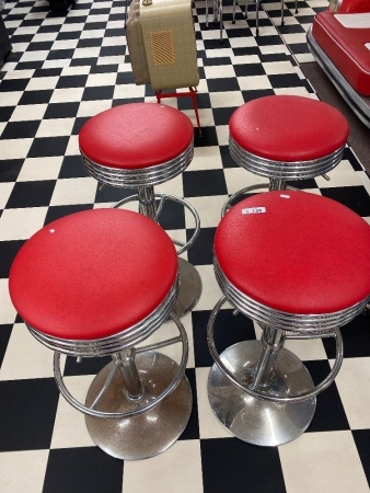 4x Retro Chromed Adjustable Bar Stools