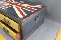 Large Leather Edged Coffee Table with 4 Large Straight Thru Drawers & Union Jack Top - 3