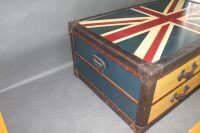 Large Leather Edged Coffee Table with 4 Large Straight Thru Drawers & Union Jack Top - 4