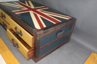 Large Leather Edged Coffee Table with 4 Large Straight Thru Drawers & Union Jack Top - 5