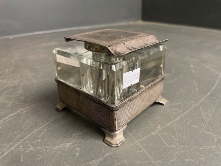 Silver and Glass Inkwell - Hallmarked